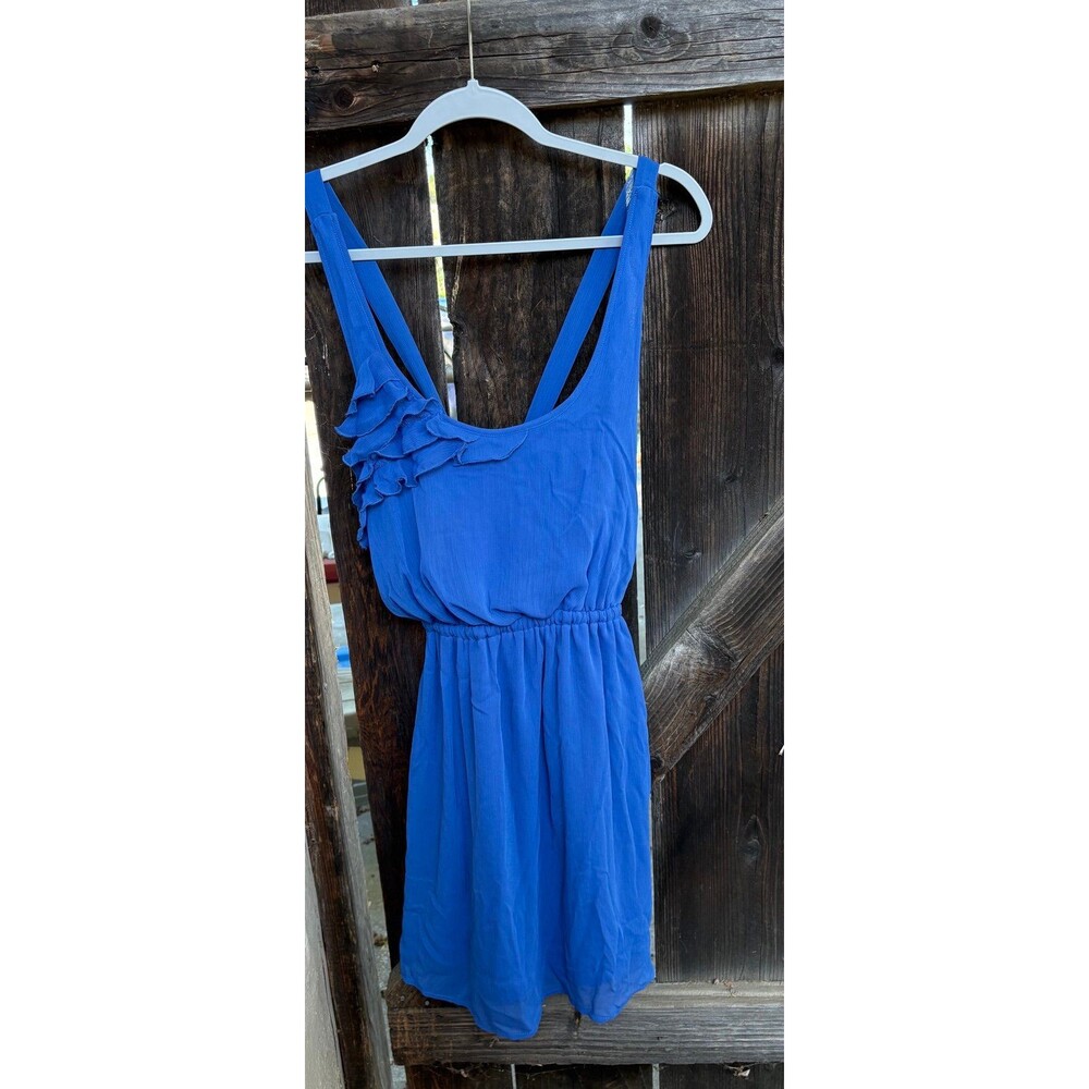 xhilaration royal blue ruffle tank sleeveless babydoll dress